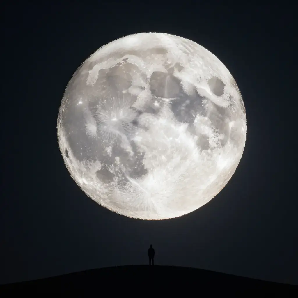 Человек под огромной луной — чувство масштаба